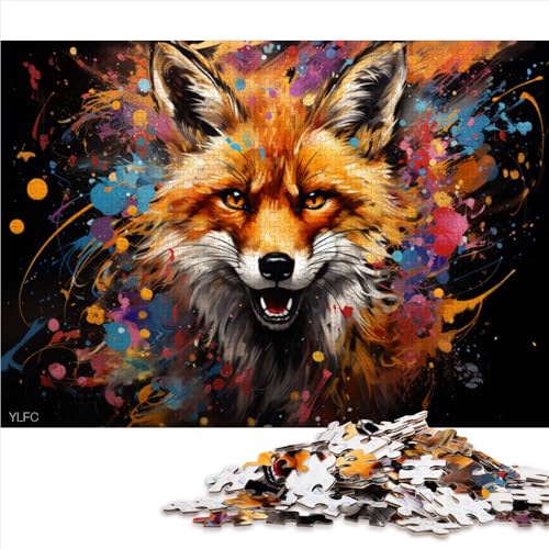 Puzzle 1000 Stück für Erwachsene, farbenfrohes psychedelisches Graffiti-Fuchs-Kunst-Papierpuzzle, für Erwachsene und Familien, Denkspiel als Spielzeug. Größe: 50 x 75 cm. von LZYANG