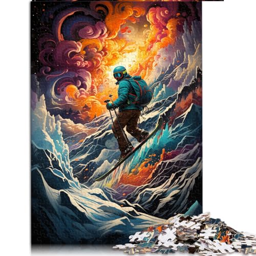 Puzzle 1000 Teile, Bunte Psychedelia für Skifahrer, Papierpuzzle, geeignet für Erwachsene, Puzzles für Erwachsene, Geschenke für Erwachsene, Größe: 26 x 38 cm von LZYANG