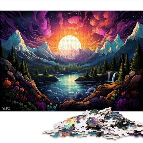 Puzzle 1000 Teile, Fantasie-Berglandschaft, Holzpuzzle, geeignet für Erwachsene, Geschenk zum Geburtstag. Größe: 52 x 38 cm. von LZYANG