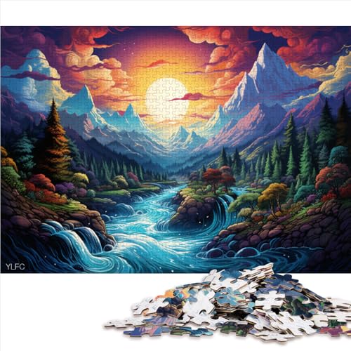 Puzzle 1000 Teile, Fantasie-Berglandschaft, Holzpuzzle für Erwachsene, für Erwachsene und Kinder, Heimdekoration. Größe: 52 x 38 cm. von LZYANG