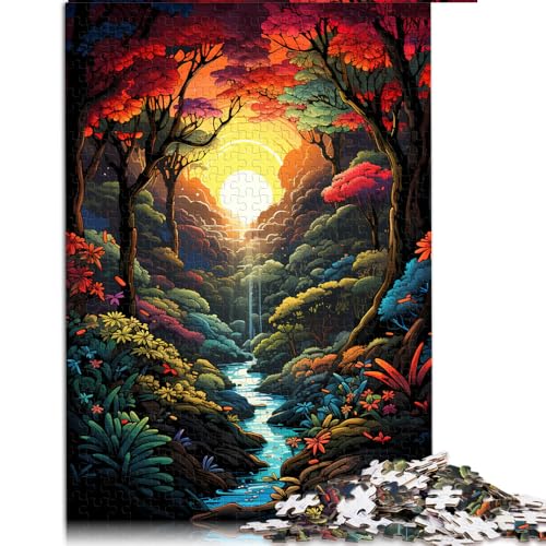 Puzzle 1000 Teile, farbenfrohe Psychedelie eines dichten Dschungels, Papierpuzzle, geeignet für Erwachsene, entspannende Puzzlespiele, Größe: 50 x 75 cm von LZYANG