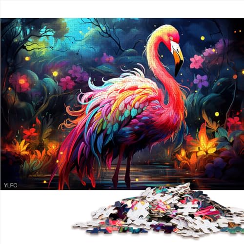 Puzzle 1000 Teile, farbenfrohes psychedelisches Flamingo-Papierpuzzle für Erwachsene und Kinder ab 12 Jahren, Spielspielzeug für Erwachsene, Familienpuzzle, Geschenk, Größe: 50 x 75 cm von LZYANG