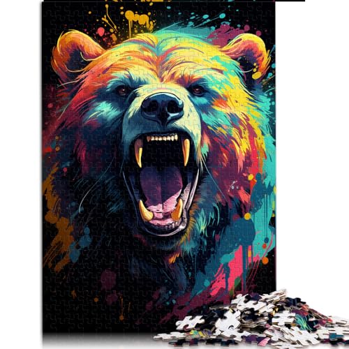 Puzzle 1000 Teile für Erwachsene, „Buntes Bären-Mal-Kunstpapier-Puzzle“, für Teenager und Erwachsene, zur Heimdekoration, Größe: 50 x 75 cm von LZYANG