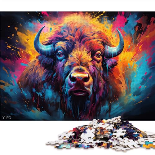 Puzzle 1000 Teile für Erwachsene, Bison-Papierpuzzle, für Erwachsene und Familien, Weihnachtspuzzlegeschenke für Frauen. Größe: 50 x 75 cm von LZYANG