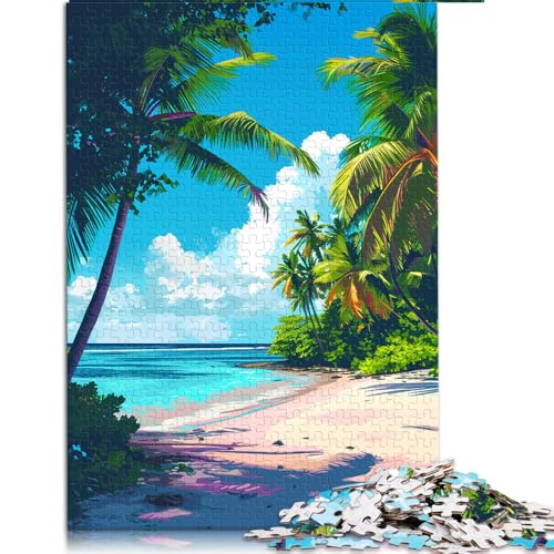 Puzzle 1000 Teile für Erwachsene, Bunter Psychedelischer Strand auf den Malediven, Papierpuzzle, geeignet für Erwachsene, tolles Geschenk für Erwachsene. Größe: 50 x 75 cm von LZYANG