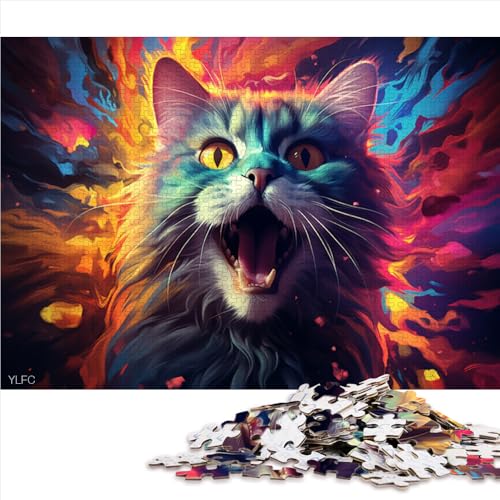 Puzzle 1000 Teile für Erwachsene, Buntes Holzpuzzle mit Katzensternenhimmel, für Erwachsene und Kinder ab 12 Jahren, Familienspiele, Größe: 52 x 38 cm von LZYANG