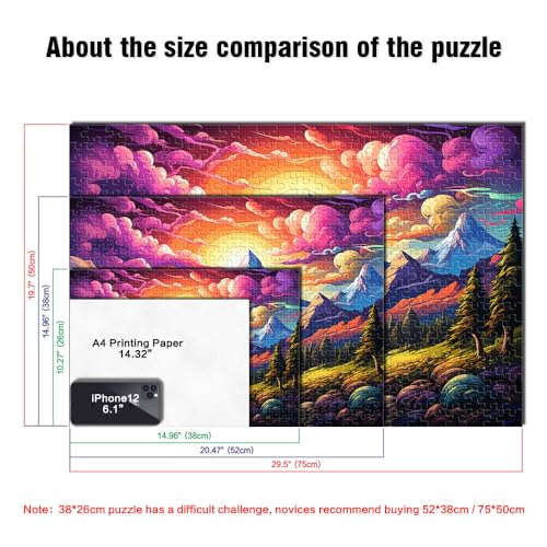 Puzzle 1000 Teile für Erwachsene, Fantasie-Berglandschaft, Holzpuzzle, geeignet für Erwachsene und Kinder über 12 Jahre, Denksportspiel. Größe: 52 x 38 cm. von LZYANG