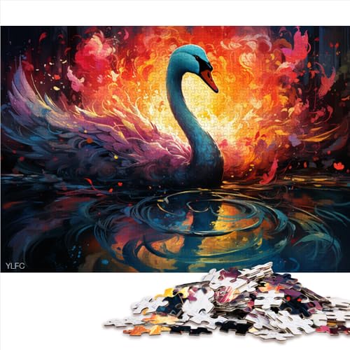 Puzzle 1000 Teile für Erwachsene, Fantasie-Holzpuzzle mit Buntem Schwan, für Erwachsene und Kinder, Denksport-Puzzle, Größe: 52 x 38 cm von LZYANG