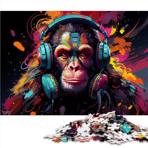 Puzzle 1000 Teile für Erwachsene, Fantasy DJ Orang-Utan Holzpuzzle, für Erwachsene und Kinder ab 12 Jahren, tolles Geschenk für Erwachsene. Größe: 52 x 38 cm von LZYANG