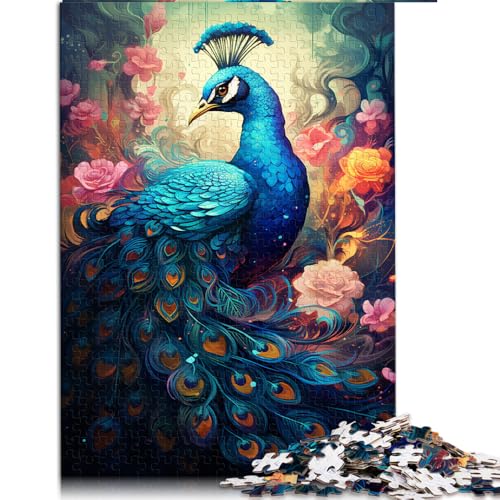 Puzzle 1000 Teile für Erwachsene, Papierpuzzle „Bunter Pfau malen“, für Erwachsene und Familien, tolles Geschenk für Erwachsene. Größe: 50 x 75 cm. von LZYANG