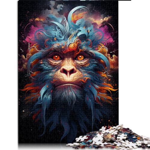 Puzzle 1000 Teile für Erwachsene, Papierpuzzle „Malkunst-Affen“, Puzzle für 12-Jährige, Lernspiel und Herausforderungsspielzeug. Größe: 50 x 75 cm. von LZYANG