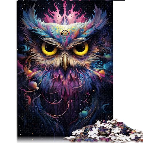 Puzzle 1000 Teile für Erwachsene, Papierpuzzle „Zukünftiges farbenfrohes psychedelisches Eulen-Puzzle“, geeignet für Erwachsene und Kinder ab 12 Jahren, anspruchsvolles Spiel. Größe: 52 x 38 cm von LZYANG