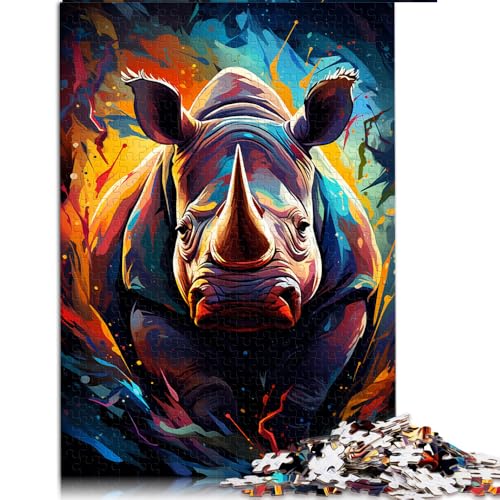 Puzzle 1000 Teile für Erwachsene, Papierpuzzle mit Nashorn-Motiv, zum Ausmalen, für Erwachsene und Kinder ab 12 Jahren, Lernspiel und herausforderndes Spielzeug. Größe: 50 x 75 cm. von LZYANG