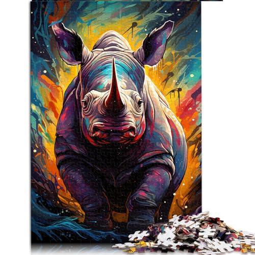 Puzzle 1000 Teile für Erwachsene, Papierpuzzle mit Nashorn-Motiv zum Ausmalen, für Erwachsene und Kinder ab 12 Jahren, Lernspiel und Herausforderungsspielzeug. Größe: 26 x 38 cm. von LZYANG