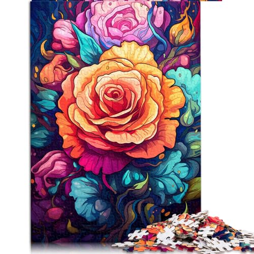 Puzzle 1000 Teile für Erwachsene, Papierpuzzle mit bunten Rosen und Kritzeleien, Geeignet für Erwachsene und Kinder ab 12 Jahren, Heimdekoration. Größe: 52 x 38 cm. von LZYANG