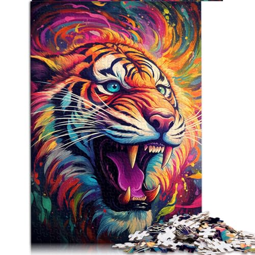 Puzzle 1000 Teile für Erwachsene, Psychedelisches Gekritzel, bunter Tiger, Papierpuzzle, für Erwachsene und Kinder ab 12 Jahren, tolles Geschenk für Erwachsene, Größe: 52 x 38 cm von LZYANG