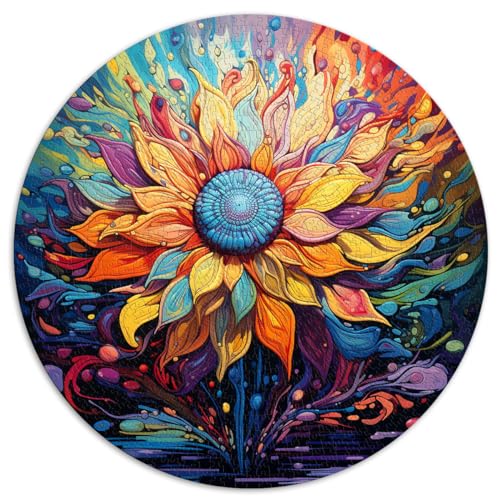 Puzzle 1000 Teile für Erwachsene, Sonnenblume, kreatives rundes Puzzle, für Erwachsene und Kinder ab 12 Jahren, Kartonpuzzle, Lernpuzzle, Größe 67,5 x 67,5 von LZYANG