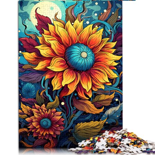 Puzzle 1000 Teile für Erwachsene, Sonnenblumen bei Nacht, Papierpuzzle, für Erwachsene und Kinder ab 12 Jahren, für Familienspaß und Spieleabende. Größe: 50 x 75 cm von LZYANG