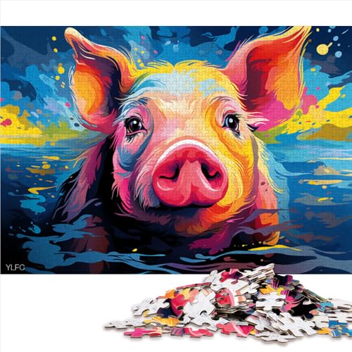 Puzzle 1000 Teile für Erwachsene, buntes süßes Schweinchen-Papierpuzzle, für Erwachsene und Kinder, schwierig und herausfordernd. Größe: 50 x 75 cm von LZYANG