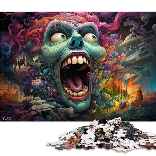 Puzzle 1000 Teile für Erwachsene, farbenfrohe Psychedelia riesiger Dämonen, Papierpuzzle, für Kinder ab 12 Jahren, Heimkunstdekor, Größe: 50 x 75 cm von LZYANG