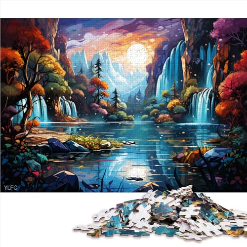 Puzzle 1000 Teile für Erwachsene, farbenfrohe psychedelische Landschaft, Holzpuzzle, Geschenk für Erwachsene, Puzzlespiele zum Entspannen, Größe: 52 x 38 cm von LZYANG