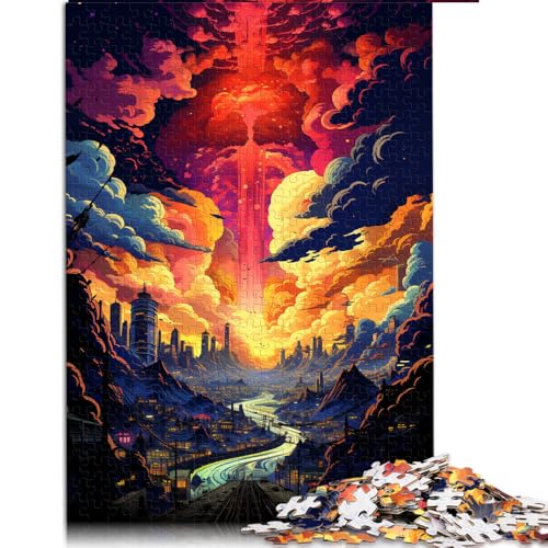 Puzzle 1000 Teile für Erwachsene, farbenfrohes, psychedelisches Neon-Papierpuzzle von Tokio, für Erwachsene und Kinder ab 12 Jahren, Denkspiel, Größe: 26 x 38 cm von LZYANG