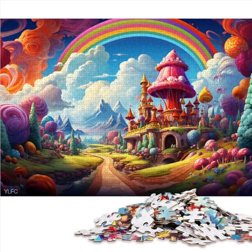 Puzzle 1000 Teile für Erwachsene, farbenfrohes, psychedelisches Süßigkeitenschloss-Papierpuzzle, für Erwachsene und Kinder ab 12 Jahren, Lernspiele, Größe: 50 x 75 cm von LZYANG