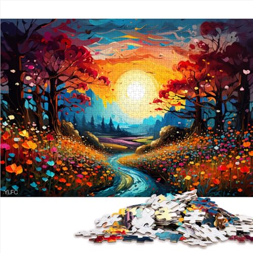 Puzzle 1000 Teile für Erwachsene, farbenfrohes Papierpuzzle mit Psychedelischer Landschaftsmalerei, für Erwachsene und Kinder, entspannende Puzzlespiele. Größe: 50 x 75 cm von LZYANG