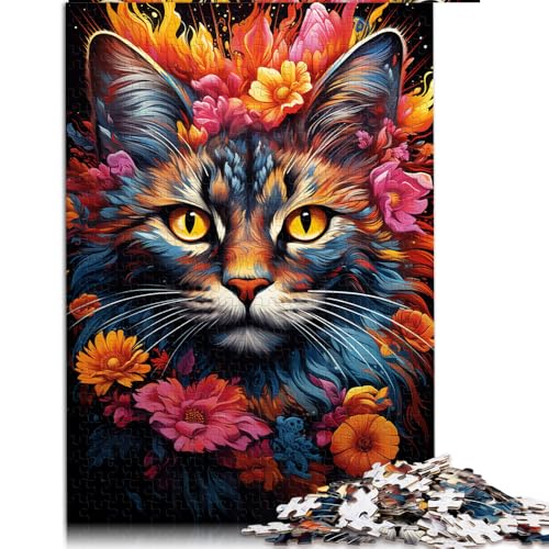 Puzzle 1000 Teile für Erwachsene, farbenfrohes Papierpuzzle mit exotischer Katzenzeichnung, für Erwachsene und Kinder ab 12 Jahren, pädagogisches Puzzle zum Stressabbau, Größe: 50 x 75 cm von LZYANG