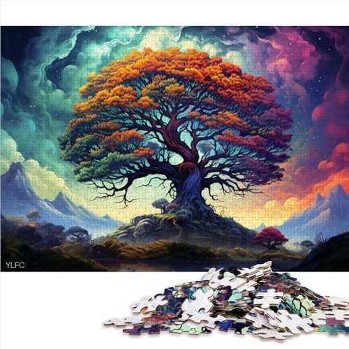 Puzzle 1000 Teile für Erwachsene, farbenfrohes psychedelisches Baum-Holzpuzzle, für Erwachsene und Kinder ab 12 Jahren, lehrreiches Lernpuzzle, Größe: 52 x 38 cm von LZYANG