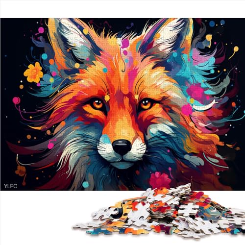 Puzzle 1000 Teile für Erwachsene, farbenfrohes psychedelisches Kunstfuchs-Papierpuzzle, für Erwachsene und Familien, Denkspiel, Größe: 50 x 75 cm von LZYANG