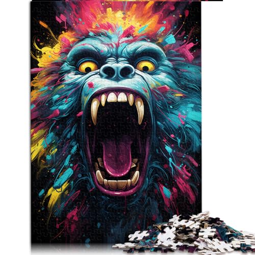 Puzzle 1000 Teile für Erwachsene, farbenfrohes psychedelisches Papierpuzzle mit Affen-Tier, für Kinder ab 12 Jahren, lehrreiches Lernpuzzle, Größe: 52 x 38 cm von LZYANG