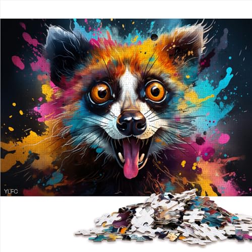 Puzzle 1000 Teile für Erwachsene, farbenfrohes psychedelisches Papierpuzzle mit Lemuren, Puzzles für 12-Jährige, Lernspiele für Erwachsene und Kinder. Größe: 52 x 38 cm von LZYANG