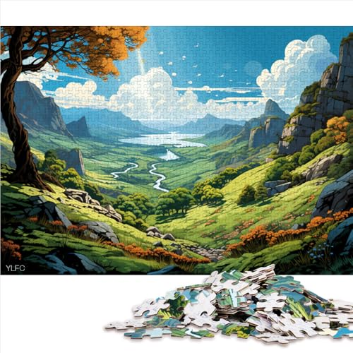 Puzzle 1000 für Erwachsene, „Die grünen Hügel von Irera“, Papierpuzzle, für Erwachsene und Kinder ab 12 Jahren, Lernspiel und herausforderndes Spielzeug, Größe: 52 x 38 cm von LZYANG