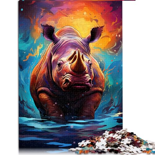 Puzzle 1000 für Erwachsene, Papierpuzzle mit Nashorn-Motiv, zum Ausmalen, für Erwachsene und Kinder ab 12 Jahren, pädagogisches Spiel, herausforderndes Spielzeug, Größe: 26 x 38 cm von LZYANG