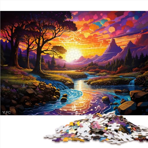 Puzzle 1000 für Erwachsene, farbenfrohes, psychedelisches, Sich schlängelndes Fluss-Papierpuzzle, für Erwachsene und Kinder ab 12 Jahren, Lernspiel für Erwachsene und Kinder. Größe: 52 x 38 cm. von LZYANG