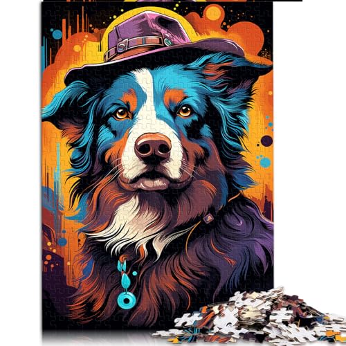 Puzzle 1000 für Erwachsene, farbenfrohes Papierpuzzle „Australian Shepherd“, für Erwachsene und Kinder ab 12 Jahren, Denkspiel, Spielzeug. Größe: 50 x 75 cm. von LZYANG