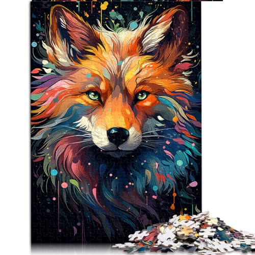 Puzzle 1000 für Erwachsene, farbenfrohes psychedelisches Fantasy-Fuchs-Papierpuzzle, für Erwachsene und Familien, Puzzle Größe: 26 x 38 cm. von LZYANG