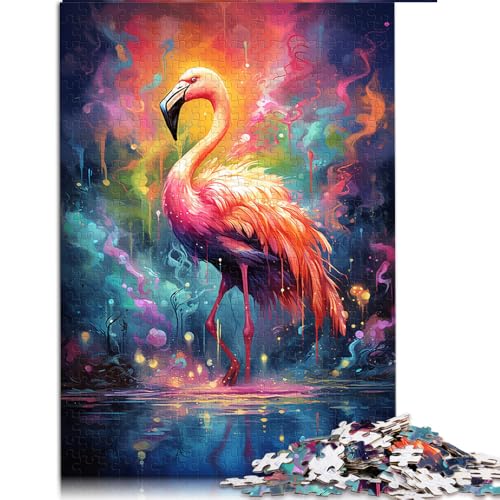 Puzzle 1000 für Erwachsene, farbenfrohes psychedelisches Flamingo-Papierpuzzle für Teenager und Kinder, pädagogisches Spiel und herausforderndes Spielzeug. Größe: 50 x 75 cm. von LZYANG