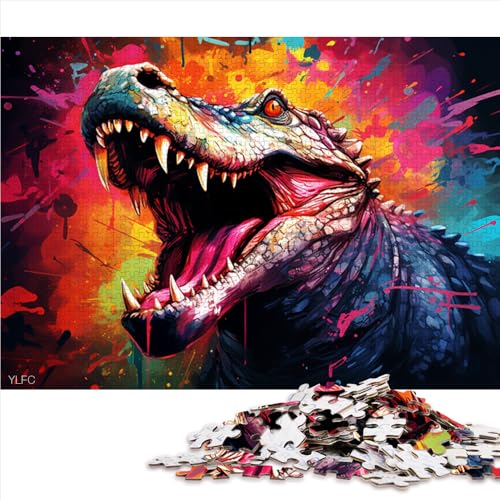 Puzzle 1000 für Erwachsene, farbenfrohes psychedelisches Krokodil-Papierpuzzle, für Erwachsene und Kinder ab 12 Jahren, Holzpuzzle für Familienspiele und zur Heimdekoration. Größe: 50 x 75 cm von LZYANG