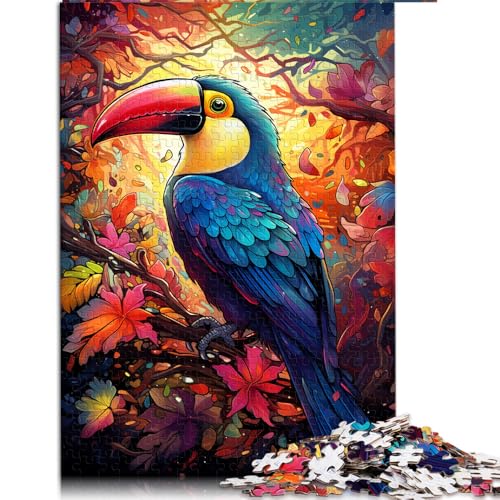 Puzzle 1000 für Erwachsene, farbenfrohes psychedelisches Tukan-Papierpuzzle, für Erwachsene und Kinder ab 12 Jahren, Lernspiele, Größe: 52 x 38 cm von LZYANG