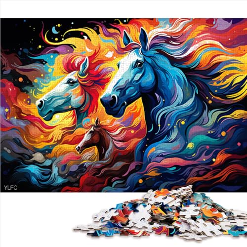 Puzzle 2000 Teile, farbenfrohes psychedelisches Feuerpferd-Papierpuzzle, für die Familie Erwachsener, Denksportaufgaben für Erwachsene. Größe: 70 x 100 cm von LZYANG