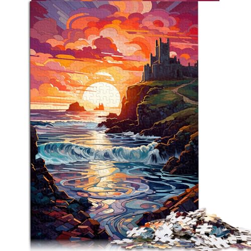 Puzzle 2000 Teile für Erwachsene, Farbenfrohe Psychedelia im Dunluce Castle Papierpuzzle, für Erwachsene und Kinder, tolles Geschenk für Erwachsene. Größe: 70 x 100 cm von LZYANG