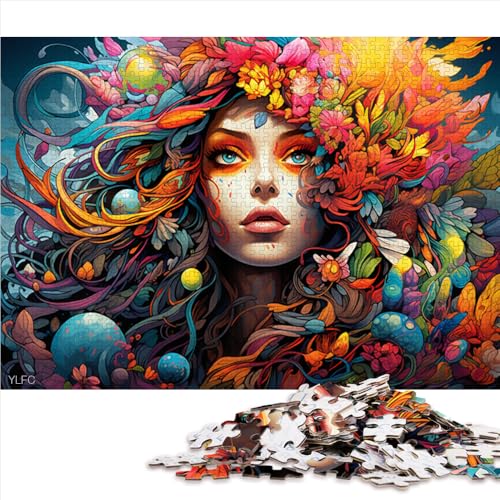 Puzzle 2000 Teile für Erwachsene, Farbiges Papierpuzzle „Blumenfrau“, für Erwachsene und Kinder, Tolles Geschenk für Erwachsene. Größe: 70 x 100 cm von LZYANG