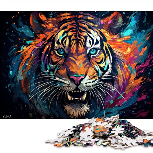 Puzzle 2000 Teile für Erwachsene, farbenfrohes Neontiger-Papierpuzzle, geeignet für Erwachsene und Kinder ab 12 Jahren, Spielzeug-Wanddekoration. Größe: 70 x 100 cm. von LZYANG