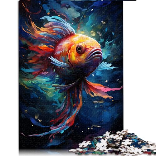 Puzzle 2000 Teile für Erwachsene, farbenfrohes psychedelisches Goldfisch-Tier-Papierpuzzle, für Erwachsene und Kinder, für Familienspaß und Spieleabende. Größe: 70 x 100 cm von LZYANG