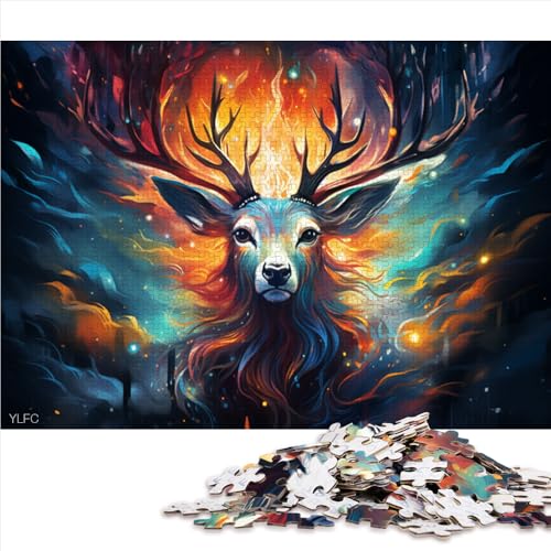 Puzzle 2000 Teile für Erwachsene, farbenfrohes psychedelisches Hirsch-Papierpuzzle für Erwachsene und Kinder, tolles Geschenk für Erwachsene und Kinder. Größe: 70 x 100 cm von LZYANG