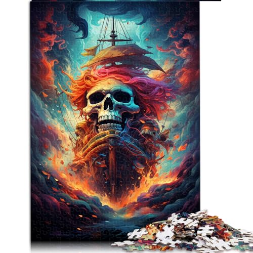 Puzzle 2000 Teile für Erwachsene, farbenfrohes psychedelisches Papierpuzzle mit Totenkopf-Piratenschiff, für Erwachsene und Kinder ab 12 Jahren, Heimdekoration. Größe: 70 x 100 cm. von LZYANG