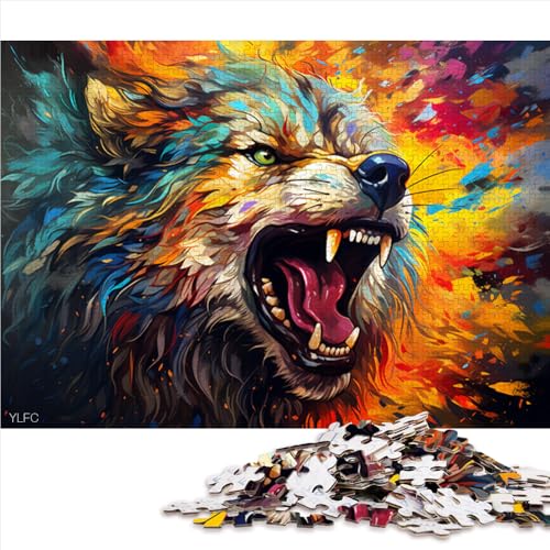 Puzzle für Erwachsene, 1000 Puzzle-Spielzeug, farbenfrohes psychedelisches Wolf-Papierpuzzle, für Erwachsene und Kinder, anspruchsvolles Spiel. Größe: 52 x 38 cm von LZYANG