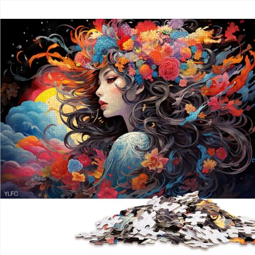 Puzzle für Erwachsene, 1000 Teile, „Geishas farbenfrohes psychedelisches Holzpuzzle“, für Erwachsene und Kinder ab 12 Jahren, unterhaltsame Spiele für Erwachsene, Größe: 52 x 38 cm von LZYANG